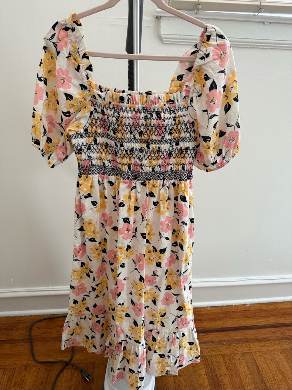 Kate spade floral dress in white, pink, yellow and black